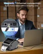 Phomemo Ethernet Thermal Label Printer 4x6, Bluetooth Shipping label printer for Small Business, Home, Office, 300DPI Wireless Thermal Printers Support Ethernet/Bluetooth/USB, Amazon, Ebay, Etsy, USPS - Image 4