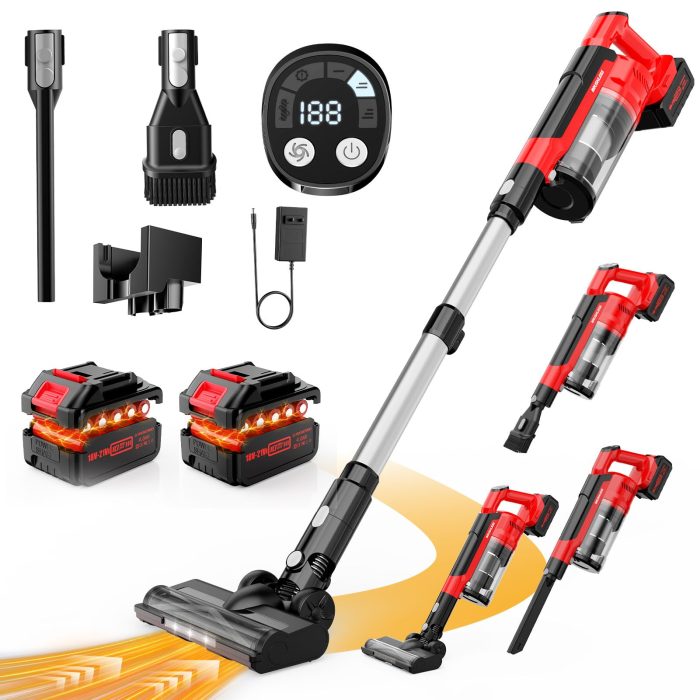 60KPa Cordless Vacuum Cleaner for Home, 700W Brushless Motor Handheld Vacuum, Dual 8000mAh Batteries, Up to 70-Min Runtime, 2L Dust Cup, LED Display, Anti-Tangle for Pet Hair, Carpet & Hardwood Floors - Image 1