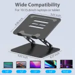 Gogoonike Adjustable Laptop Stand for Desk, Metal Foldable Laptop Riser Holder, Portable Desktop Book Stands, Ventilated Cooling Computer Notebook Stand Compatible with 10-15.6” Laptops - Image 4