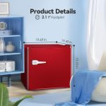 LHRIVER Mini Freezer, 1.2Cu.ft Small Upright Freezer with Handle and Shelves, 7 Adjustable Thermostat, Low Noise for Bedroom/Apartment/Home/Office, Red - Image 6