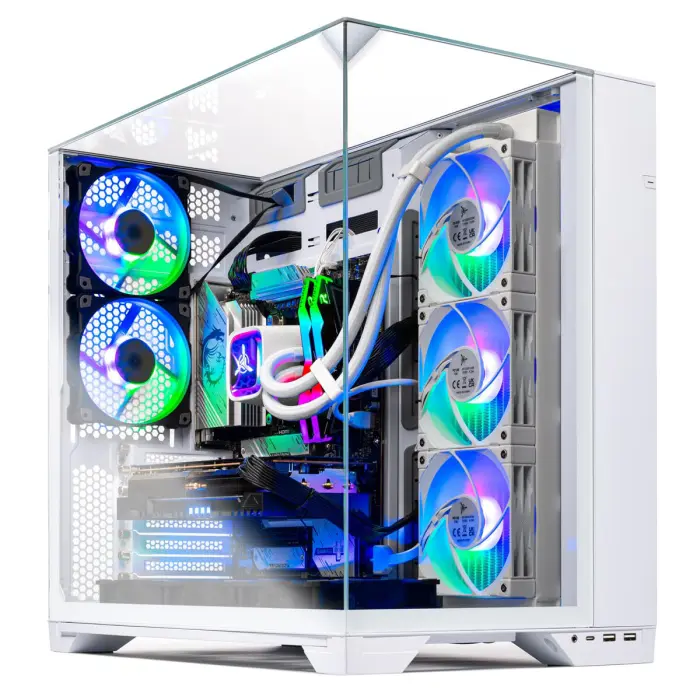 Skytech Gaming O11 Vision Gaming PC, AMD Ryzen 7 9800X3D 4.7GHz, NVIDIA RTX 5090 32GB, X870 Board, 2TB Gen4 NVMe SSD, 32GB DDR5 RAM 6000, 1000W Gold ATX 3 PSU, 360 ARGB AIO, Wi-Fi, Win 11, Desktop - Image 1