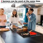 Karinear 4 Burners Electric Cooktop 24 Inch, 220-240v Built-in Electric Ceramic Cooktop with Glass Protection Metal Frame, Expandable Burners, Slider-Touch Control, Multi-function Elecric Stovetop - Image 3