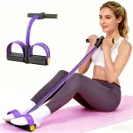Pedal Resistance Bands with Handles, Upgrade 6-Tubes Manual Tension Training Pedal, Natural Rubber Foot Pedal Resistance Bands, Multifunction Fitness Bands for Abdomen, Waist, Arm, Leg (Purple)