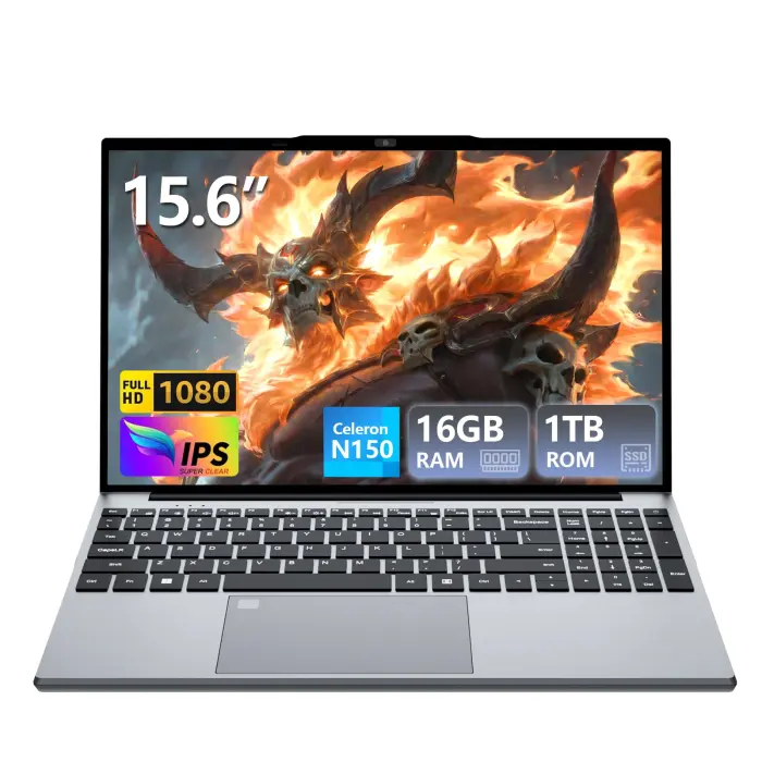 2025 Gaming Laptop, Laptop Computer with Celeron N150, Lap top with 16GB DDR4 1TB SSD, 15.6" IPS 1080P, Backlit Keyboard Fingerprint, Win 11 Pro, Portable Laptops for Work Office Student - Image 1