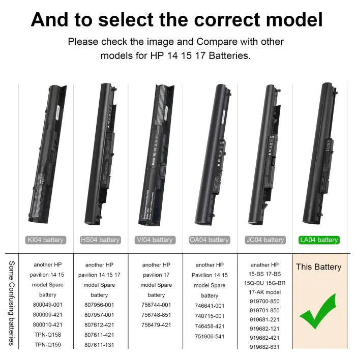 776622-001 Battery for HP 15-f272wm LA04 15-f233wm 15-f271wm 15-f211wm 15-f039wm 15-f010wm 15-f009wm 15-f010dx 15-f033wm 15-f305dx 15-f111dx 15-f162dx 15-n210dx 15-f023wm 15-f024wm 15-f100dx 15-f337wm - Image 6