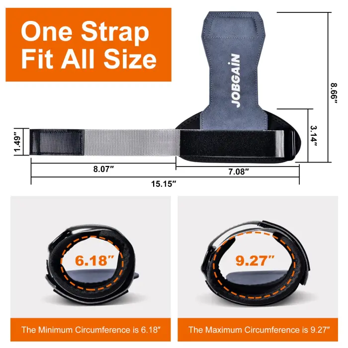 JOBGAIN Weight Lifting Wrist Strap, Double Layer Leather Wrist Strap for Deadlift and Powerlifting, Adjustable Neoprene Padded Wrist Wraps, for Men & Women, 1 Pair, Grey - Image 7