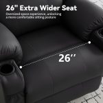 Korser Oversized Recliner Chair, 360° Swivel Recliner for Adults,Swivel Rocker Recliner Chair with Heat and Massage, Manual Recliner with Remote Control and Cup Rolders for Living Room, Faux Leather - Image 5