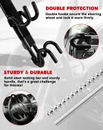 Tevlaphee Steering Wheel Lock Anti-Theft Car Device Heavy Duty Security Car Lock Antitheft Locking Devices Great Deterrent Adjustable Car Wheel Lock Anti Theft for Vehicle Truck with 3 Keys(Black) - Image 2