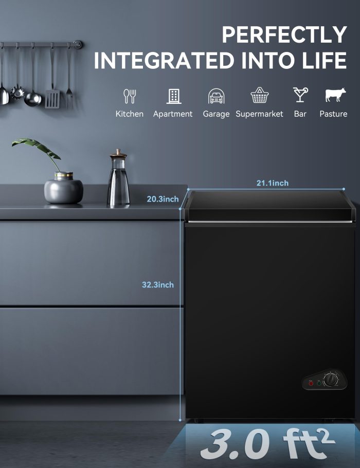 7.0 Cu Ft Chest Freezer - Energy Saving Quiet Top Open Door Mini Freezer Adjustable 6 Thermostat - Compact Small Deep Freezer w/Removable Basket and Defrost Water Drain for Home/Apartment/Garage - Image 5