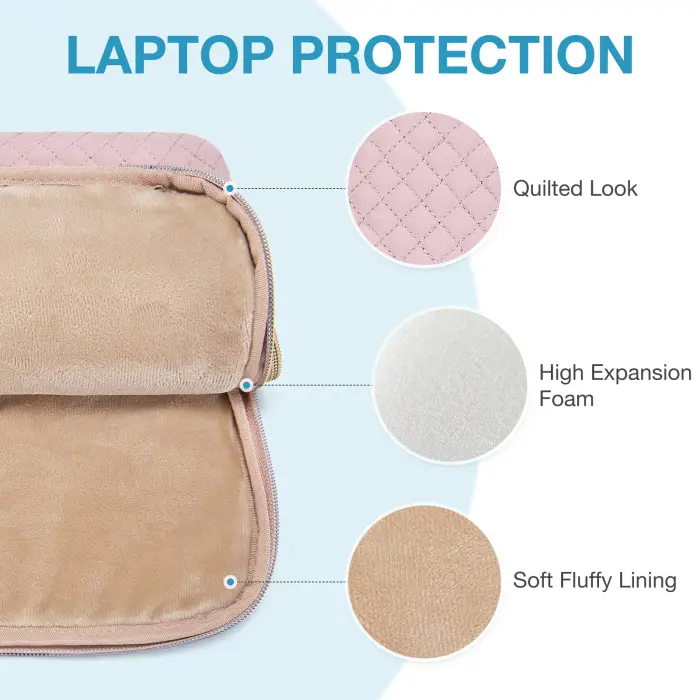 BAGSMART 15.6 Inch Laptop Case Sleeve Compatible with MacBook Pro 16 Inch,15.6 Inch HP,Dell,Acer Aspire,Asus Notebook, Lightweight Laptop Bag for Women with Shoulder Strap,Pocket,Handle, Pink - Image 4