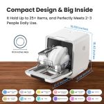 COMFEE' Countertop Dishwasher, Portable Dishwasher with 6L Built-in Water Tank, Mini Dishwasher with More Space Inside, 7 Programs, UV Hygiene& Auto Door Open, for Apartments, Dorms& RVs, White - Image 11