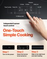 VEVOR Built in Electric Stove Top, 30 inch 5 Burners Ceramic Cooktop, 240V Glass Radiant Cooktop with Sensor Touch Control, Timer & Child Lock Included, 9 Power Levels for Simmer Steam Slow Cook Fry - Image 6