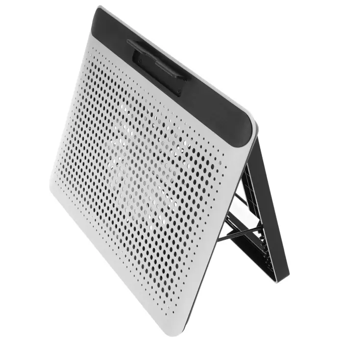 VERDANVERSE Aluminum Alloy Laptop Cooling Pad with Dual USB Ports Quiet Thin Notebook Cooler Stand for Laptops Up to Ergonomic Angles Skid-Resistant Computer Fan Support Frame in Silver - Image 1