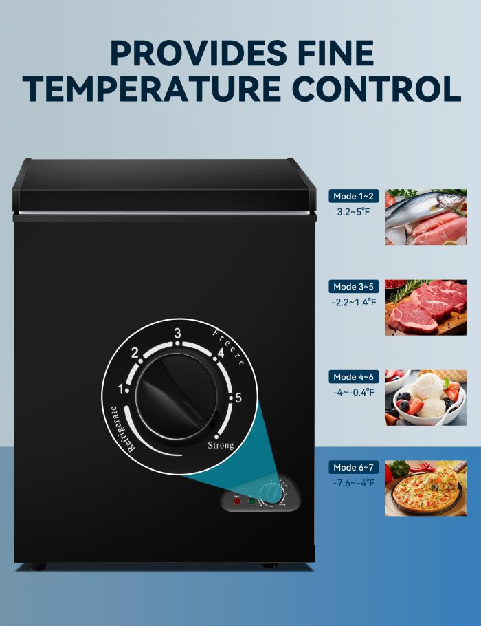 7.0 Cu Ft Chest Freezer - Energy Saving Quiet Top Open Door Mini Freezer Adjustable 6 Thermostat - Compact Small Deep Freezer w/Removable Basket and Defrost Water Drain for Home/Apartment/Garage - Image 4