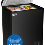 Chest Freezer 3.5 cu.ft Small Deep Freezer Mini Outdoor Black Chest Freezers with 7 Temperature and Removable Basket Settings Ideal for Apartment Office RV Cabin Kitchen