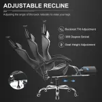 GTPLAYER Gaming Chair, Computer Chair with Footrest and Lumbar Support, Height Adjustable Game Chair with 360°-Swivel Seat and Headrest and for Office or Gaming (Snow White) - Image 3