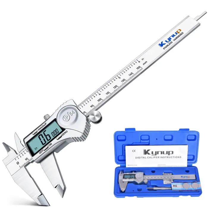 71wO0egGlDL Kynup Digital Caliper, Caliper Measuring Tool Outside Micrometer, Vernier Dial Caliper, 6 Inch Caliper DIY Tool, Stainless Steel, IP54 Splash Proof, Inch Metric Fraction Switch, Large LCD Screen - Image 1