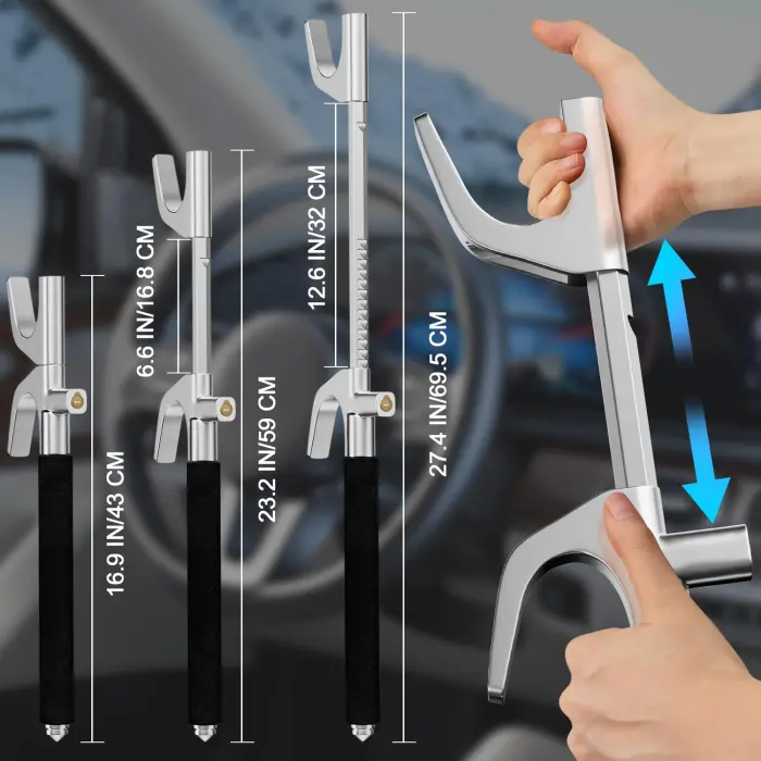 MONOJOY Steering Wheel Lock Universal Security Car Locks with Safety Hammer Heavy Duty Carro Wheel Locks Retractable Anti-Theft Prevention Device for Truck|SUV|Van Accessories, Black - Image 4