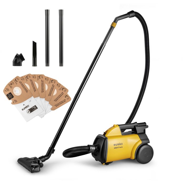 Eureka 3670M Canister Cleaner, Lightweight Powerful Vacuum for Carpets and Hard floors, w/ 5bags,Yellow - Image 1