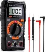 KAIWEETS Digital Multimeter with Case, DC AC Voltmeter, Ohm Volt Amp Test Meter and Continuity Test Diode Voltage Tester for Household Outlet, Automotive Battery Test (Anti-Burn with Double Fuses)