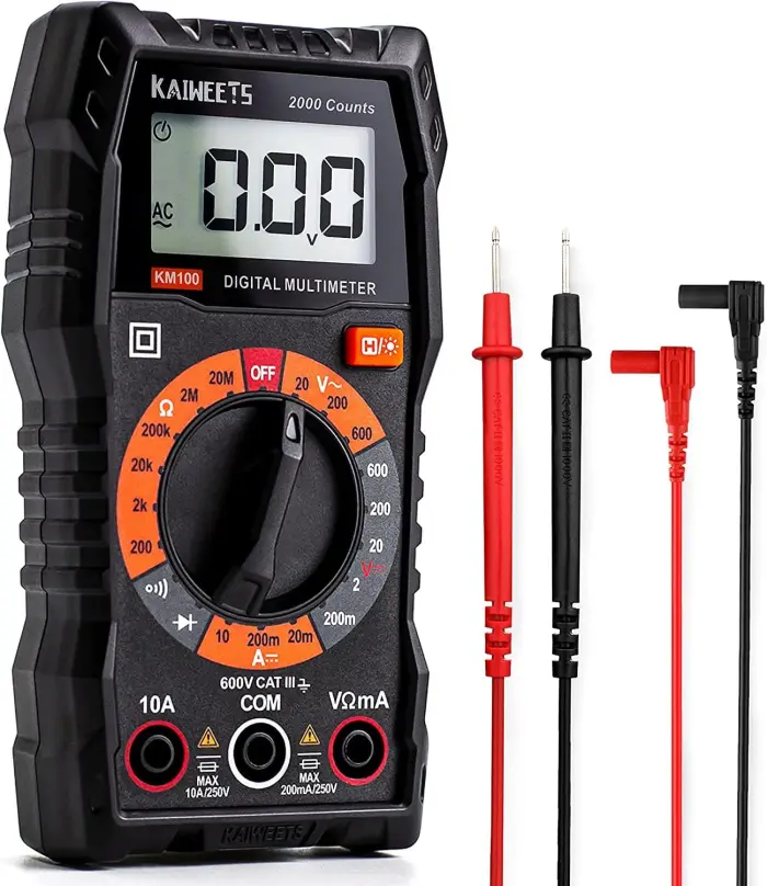 KAIWEETS Digital Multimeter with Case, DC AC Voltmeter, Ohm Volt Amp Test Meter and Continuity Test Diode Voltage Tester for Household Outlet, Automotive Battery Test (Anti-Burn with Double Fuses) - Image 1