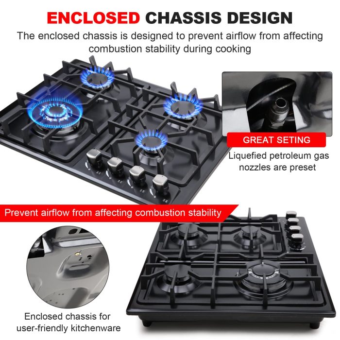 FORIMO Gas Cooktop 22Inch，Built in Gas Cooktop 4 Burners Stainless Steel Stove with NG/LPG Conversion Kit Thermocouple Protection and Easy to Clean - Image 4