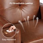 Mid Century Accent Chair, PU Leather Modern Chair with Wooden Frame, Cozy Armchair Reading Chair with Comfy Back for Apartment, Living Room, Bedroom, Waiting Room, Small Space, Corner, Brown - Image 3