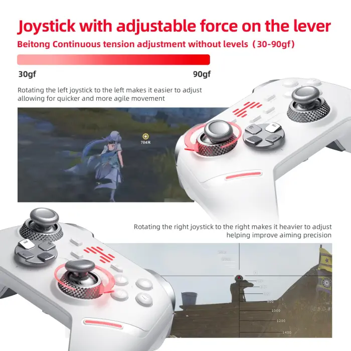 BEITONG KP40 Wireless Controller Ajustable TMR Joystick, Dual TMR Triggers, Optical Buttons for PC, Switch/Switch 2, Android, Steam, Bluetooth Gamepad with 1000Hz Polling Rate, 6 Axis, Turbo Control - Image 6