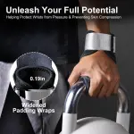 JOBGAIN Weight Lifting Wrist Strap, Double Layer Leather Wrist Strap for Deadlift and Powerlifting, Adjustable Neoprene Padded Wrist Wraps, for Men & Women, 1 Pair, Grey - Image 4