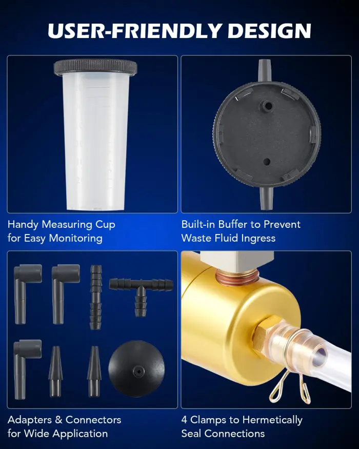 Orion Motor Tech Brake Bleeder Kit with Hand Vacuum Pump and Adapters, Brake Bleeding Kit for Brake Fluid Power Steering Fluid More, Vacuum Brake Bleeder Pump with Pressure Gauge - Image 3