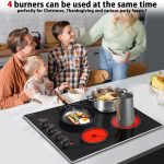 Noxton 30 Inch 4 Burners Electric Cooktop, Built-in 30" Radiant Electric Ceramic Stove Top with Glass Protection Metal Frame,Knob Control, Hot Surface Indicator, 220-240v, No Plug, Hard Wire - Image 5