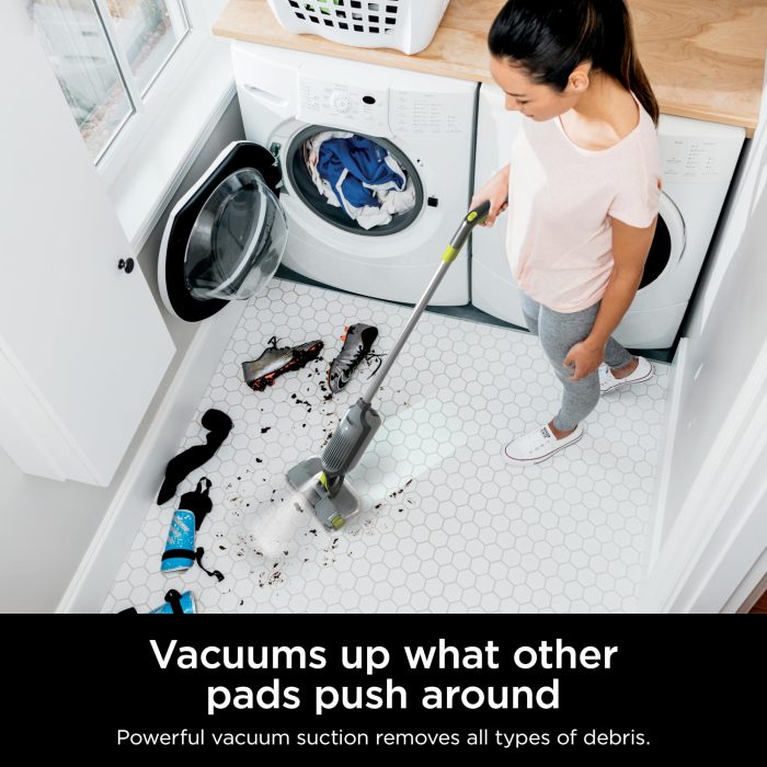 Shark VACMOP Cordless Hard Floor Cleaner, Vacuum and Spray Mop, Powerful Suction, Lightweight, LED Headlights, Includes 4 Disposable Pads, 12oz Multi-Surface Cleaning Solution, Gray, VM252 - Image 11