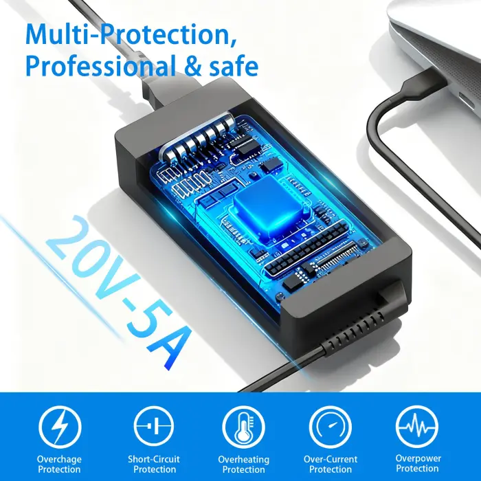 100W USB-C Power Adapter Fast Charger, Compatible with MacBook Pro/Air 16, 15, 14, 13 Inch, iPad Pro, Dell, Lenovo, HP, Asus - Universal USB-C Charger - Image 4