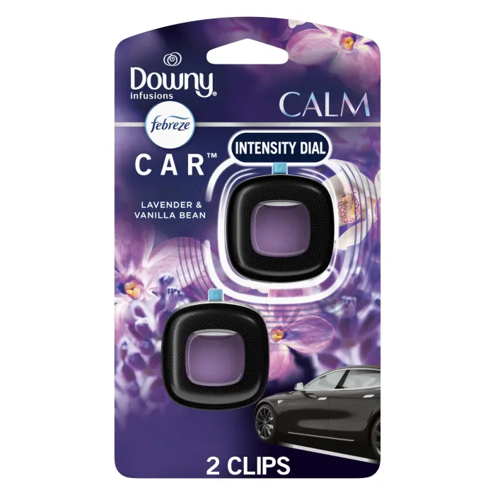 Febreze Car Vent Clip, Downy Calm Scent, 2 Count, 0.13 oz Total - Image 1