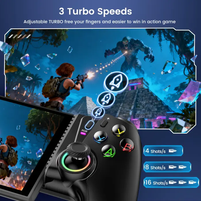 OKETY Switch 2 Controllers for Nintendo Switch 1/2/OLED/iPhone - Android, Switch 2 Pro Controller Replacement, One-Piece Wireless Switch Handheld Joypad with Turbo/Programmable/Vibration - Image 5