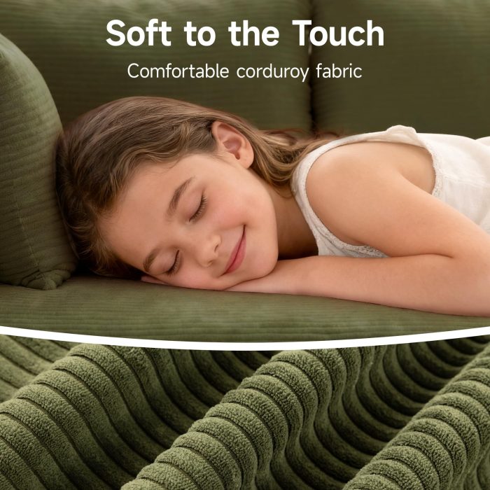 2025 New 108" Cloud Couch Sectional, Modular Sectional Sofa with L-Shaped Chaise, Deep Seat Sectional Modular Couch for Living Room, No Assembly Required (Green, Chaise Ottoman) - Image 2