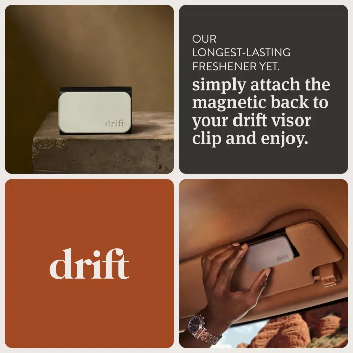 Drift Car Air Freshener - Stone Air Freshener Car Odor Eliminator - Long Lasting Scent - Auto Accessories - Metal Clip - Essential Oils - Clean Ingredients - Amber Scent Starter Kit - Image 3