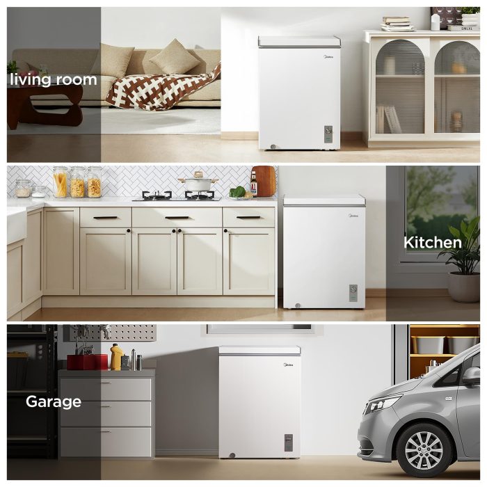 Midea MERC05C4BAWW Chest Freezer, 5.1 Cubic Feet Freezer With Removable Basket, Interior LED Light, Adjustable Temperature, For Kitchen Apartment Office, White - Image 3