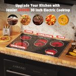Jessier 30 Inch Electric Cooktop - 30 Inches Electric Stove 8400W, 5 Burner Ceramic Stovetop Built-in(29.13"x19.3") with Metal Frame, 99 Mins Timer, Safety Lock, Dual Ring, 220V Hard Wired (No Plug) - Image 7