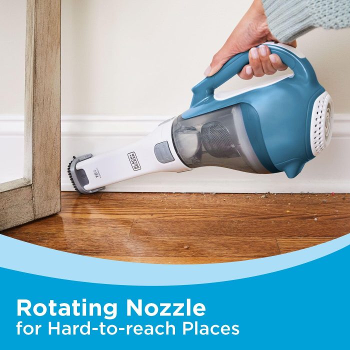 BLACK+DECKER dustbuster AdvancedClean Handheld Vacuum Cordless, Compact Home and Car Vacuum with Crevice Tool ,Rotating Nozzle and Charging Station, Large Dust Bowl (CHV1410L) - Image 8