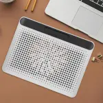 VERDANVERSE Aluminum Alloy Laptop Cooling Pad with Dual USB Ports Quiet Thin Notebook Cooler Stand for Laptops Up to Ergonomic Angles Skid-Resistant Computer Fan Support Frame in Silver - Image 5