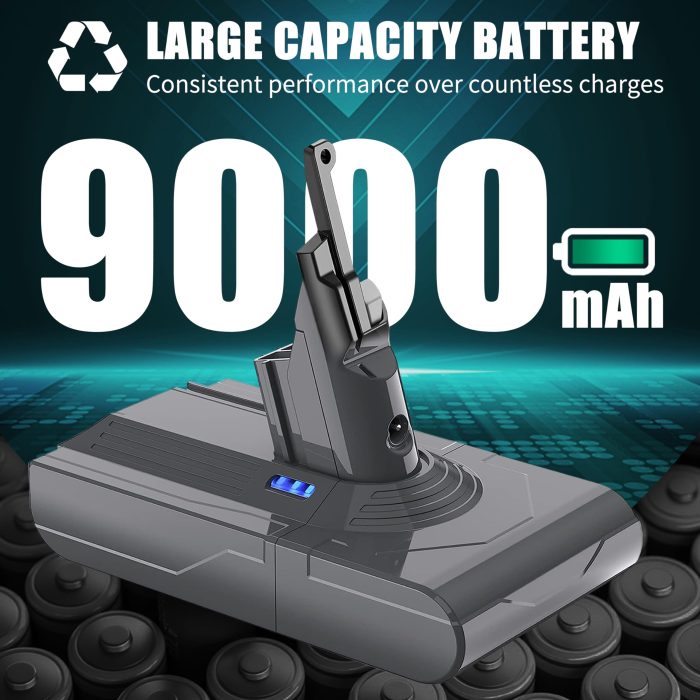EGR Upgraded 9000mAh V8 Battery Replacement Compatible with Dyson V8 Animal Battery Replacement V8 Absolute/Motorhead/Fluffy SV10 Carbon Fiber Vacuum Cleaner 2 Filters and 3 Screws Included - Image 6