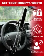 Tevlaphee Steering Wheel Lock Anti-Theft Car Device Heavy Duty Security Car Lock Antitheft Locking Devices Great Deterrent Adjustable Car Wheel Lock Anti Theft for Vehicle Truck with 3 Keys(Black) - Image 3