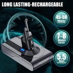 EGR Upgraded 9000mAh V8 Battery Replacement Compatible with Dyson V8 Animal Battery Replacement V8 Absolute/Motorhead/Fluffy SV10 Carbon Fiber Vacuum Cleaner 2 Filters and 3 Screws Included - Image 4
