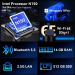 Intel NUC 14, for ASUS NUC 14 NUC14MNK Essential Mini PC, N150 CPU, 16GB RAM, 512GB SSD, Win 11 Pro,Wi-Fi 6E, BT 5.3, Business Desktop for Education,Office, Digital Signage, POS, SMB & Edge Computing - Image 7