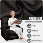 LEVELEVE Rocking Recliner Chair, Massage Rocker Recliner Chair with Vibration Massage and Heat, USB and Type-C Ports,360° Swivel Faux Leather Chairs, Living Room, Bedroom, Nursery, RV, Brown - Image 4