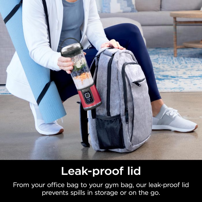 Ninja Blast Portable Blender & Accessories, Cordless, 18oz. Vessel, Personal Blender for Shakes & Smoothies, Leakproof Lid & Sip Spout, USB-C Cord, Dishwasher Safe Parts, BPA Free, Red, CL155ARD (Renewed) - Image 4