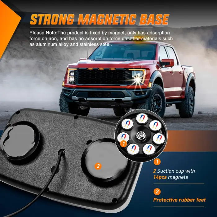 Nilight 12 Inch Roof Top Strobe Lights 48LED Hazard Light Emergency Safety Warning LED Flashing Bar Magnetic Mount 12V 24V Cars Trucks Tractors Snow Plows Construction Vehicles - Image 7