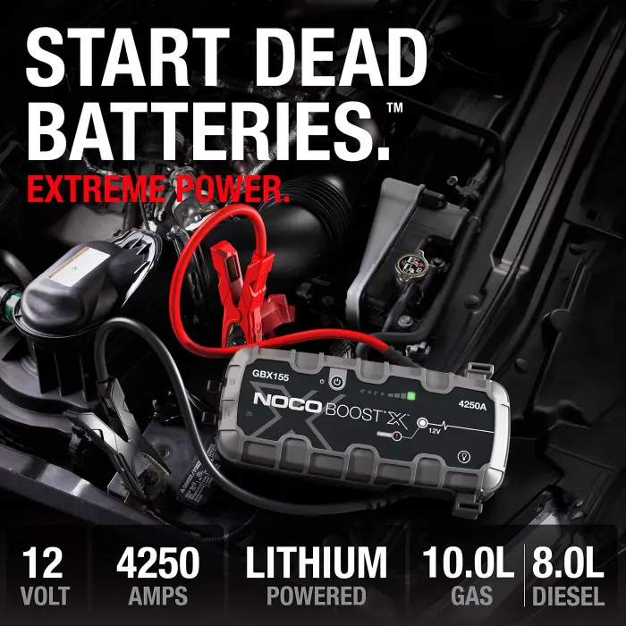 NOCO Boost X GBX155: 4250A UltraSafe Jump Starter – 12V Lithium Battery Booster Pack, Portable Jump Box, Power Bank & Jumper Cables - for 10.0L Gas and 8.0L Diesel Engines - Image 8