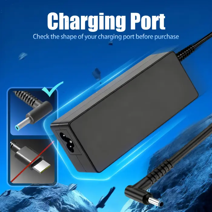 LVJIAYNIUBI 65W 45W 4.5x3.0 mm Smart Blue Tip AC Laptop Charger Replacement for HP Pavilion x360 13 14 15 17, Envy x360 13 15, Chromebook Probook Elitebook Zbook Stream Series Computer Power Adapter - Image 7